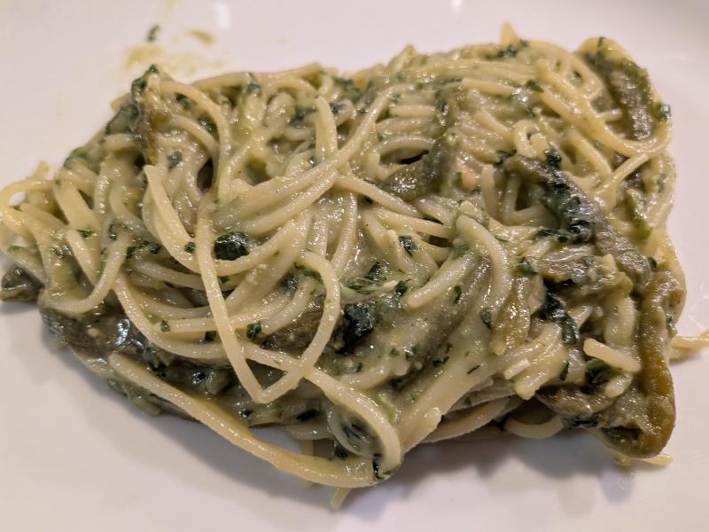 A photo for the page: Pesto-Spaghetti mit grünen Bohnen und Kartoffeln